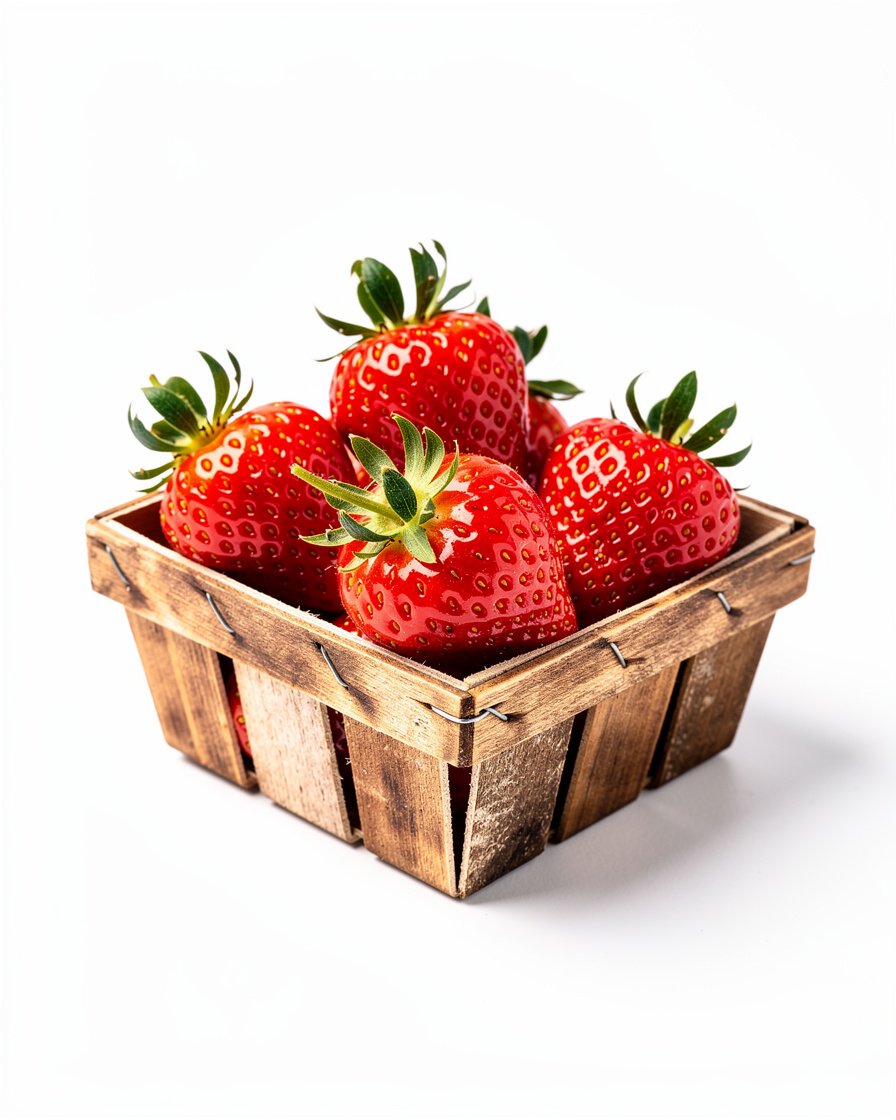 Barquette en bois de fraises fraîchement cueillies